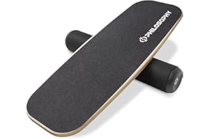 Philosophy Gym Balance Board - Wooden Balance Trainer with Adjustable Stoppers