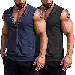 COOFANDY Men's Workout Hooded Tank Tops