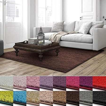 Casa Pura Shaggy Teppich Barcelona Weicher Hochflor Teppich Fur Wohnzimmer Schlafzimmer Kinderzimmer Gut Siegel Blauer Engel Verschiedene Farben Grossen 100x150 Cm Dunkelbraun Amazon De Kuche Haushalt