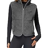 Mansy Womens Sherpa Vest Sleeveless Winter Fuzzy Fleece Jacket High Neck Zip Up Gilet with Pocket