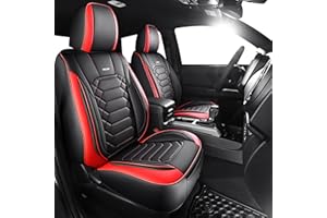 FREESOO Tacoma 2016-2023 Seat Covers Custom Fit for Toyota Tacoma Double Crew Cab Faux Leather Full Set Pickup Truck Seat Covers (Full Set, BlackRed)