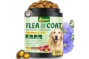 YOTANGO Dog Flea and Tick Support Crunchy & Creamy Chewables, 500 Chews Natural Flea and Tick Support for Dogs Chewable, Skin and Coat Support, Flea Chews for Dogs and Puppies (Beef Flavor)
