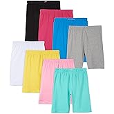 Pink Angel 8-Pack Girls Bike Shorts – Breathable Cotton Spandex for Comfort All Day – Perfect for School, Play & Layering