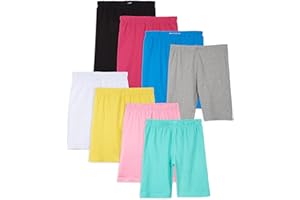 Pink Angel 8-Pack Girls Bike Shorts – Breathable Cotton Spandex for Comfort All Day – Perfect for School, Play & Layering