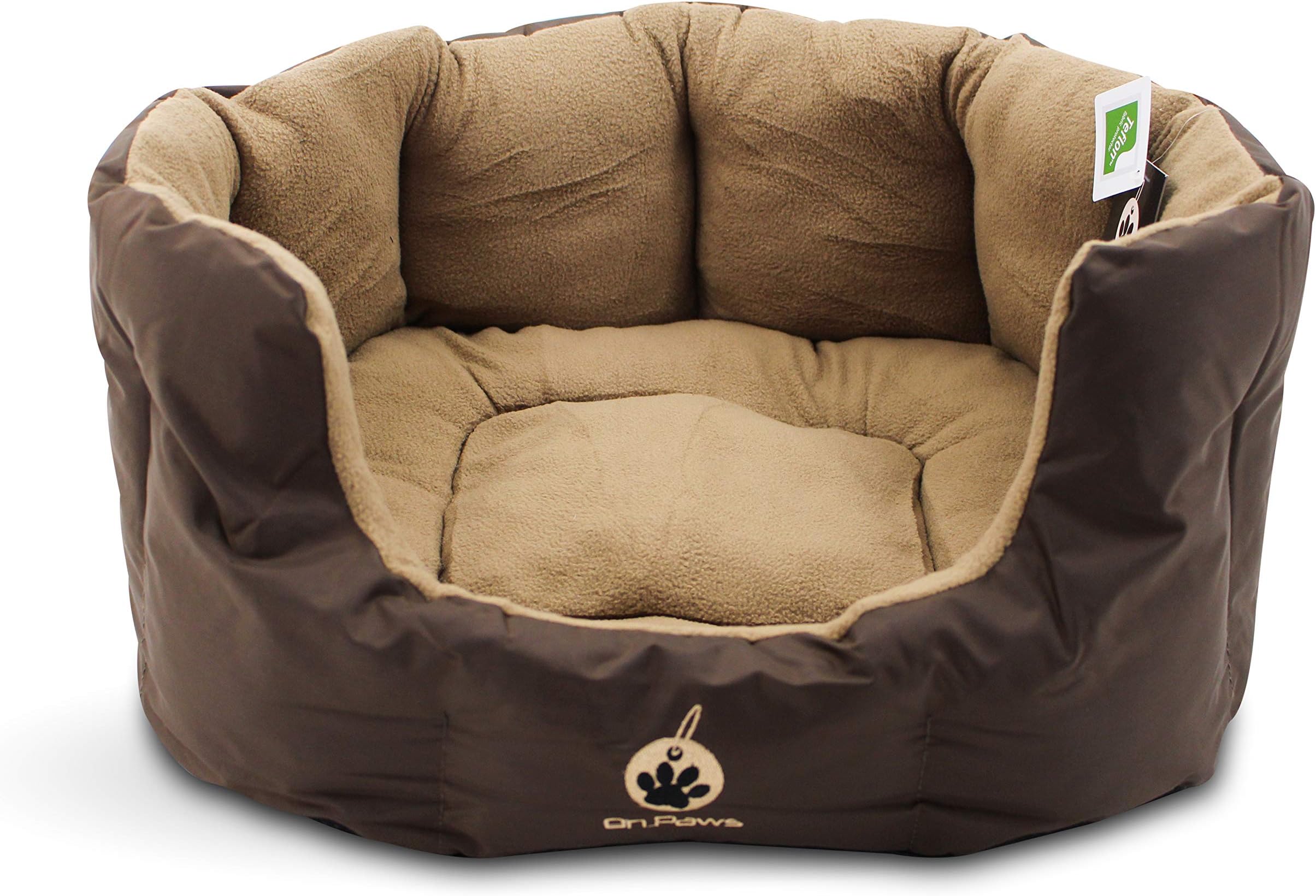On Paws ‘Sleep Tight Nest’ Dog Bed Brown, Size M (55cm x 25cm) Teflon Protected, Machine washable (5 Sizes & Choice of Colours available)
