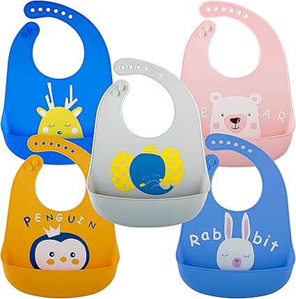 Bramble 5 Bavoirs En Silicone Souple De Premium Bavette Impermeable Ajustable Amazon Fr Bebes Puericulture