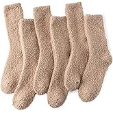 Tofox 6 Pairs Fuzzy Socks For Women Soft Home Slipper Socks Fluffy Sleeping Socks don't Shed Lint