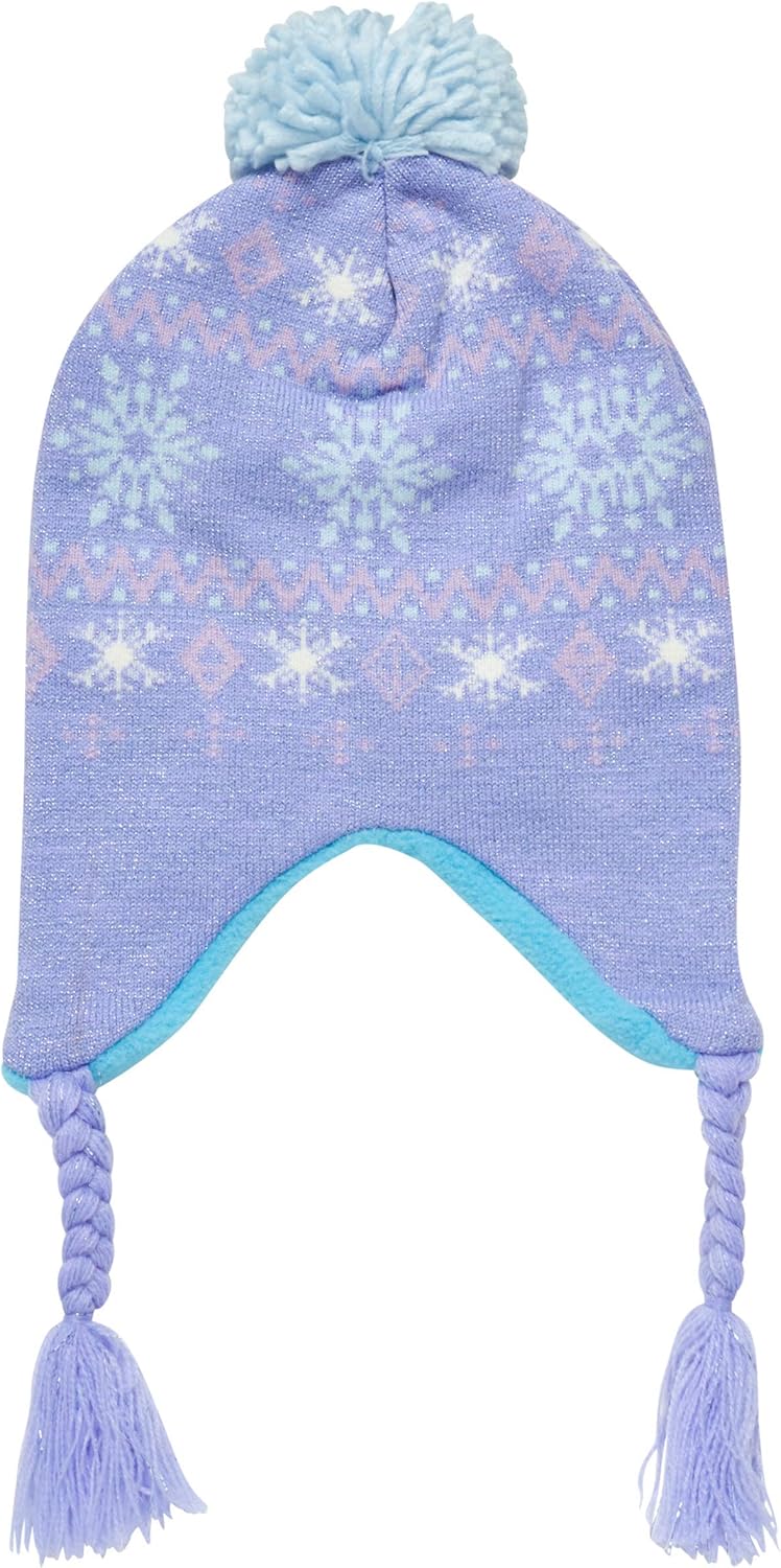 Disney Little Girls Frozen Elsa and Anna Beanie Hat and Gloves Cold Weather Set (Age 2-7): Clothing