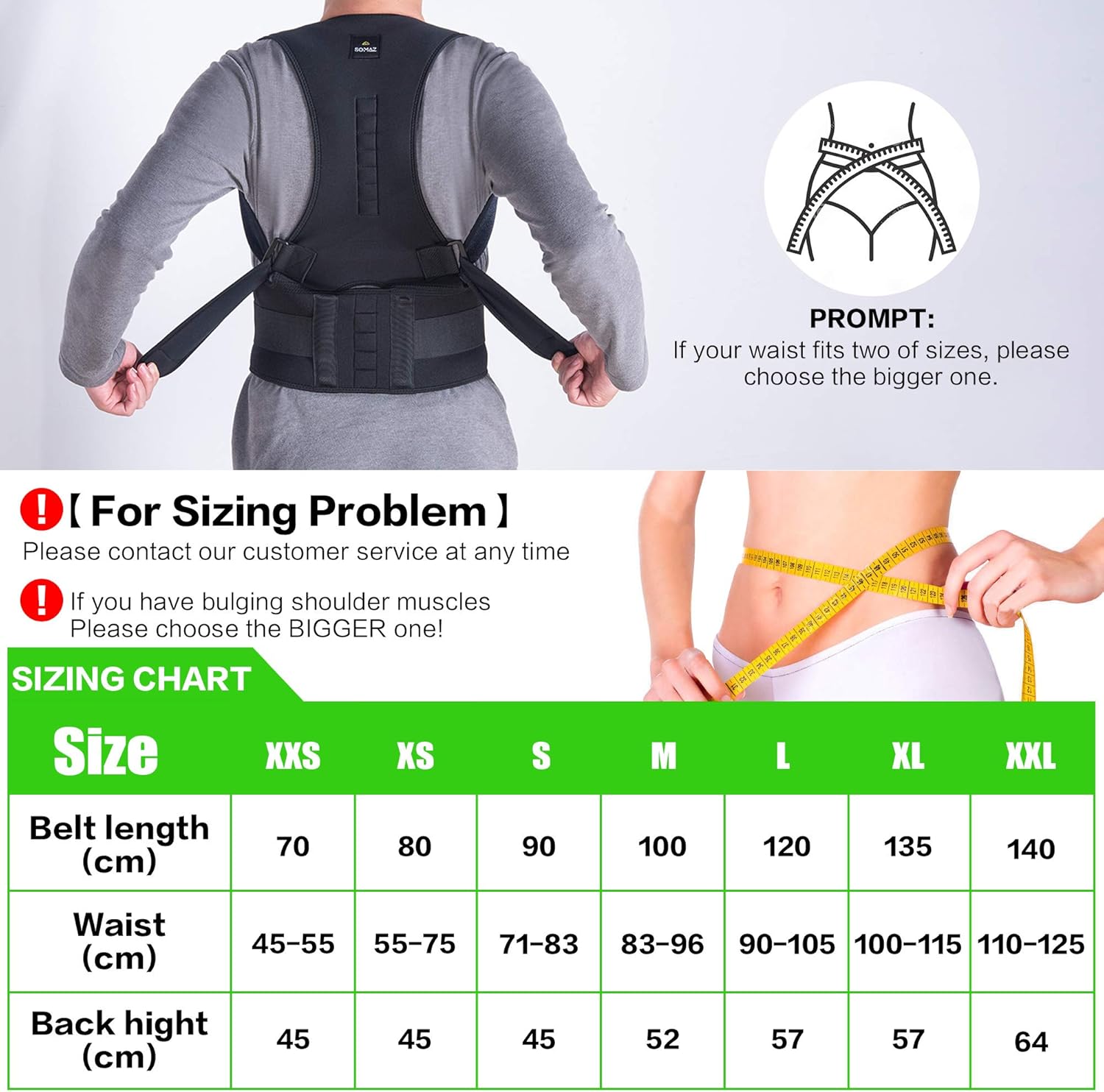SOMAZ Adjustable Posture Corrector for Men&Women&Kids, Slouching Corrector, Clavicle Support, Back Straightener, Upper and Lumbar Back Brace Support for Rounded Shoulders & Back Pain (M): Health & Personal Care