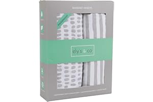 Ely's & Co. Patent Pending Waterproof Bassinet Sheet, No Need for Bassinet Mattress Pad Cover, 2 Pack Neutral Taupe Grey Splash & Stripes,for Baby Girl and Boy