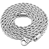 VENICEBEE® Rope Chain 24" Stainless Steel Medical Grade 316L Surgical Metal Twisted Rope Link Necklace 24" INCHES 2.4MM Wide Chain 24 inch + Pouch - HYPOALLERGENIC LEAD-FREE METAL