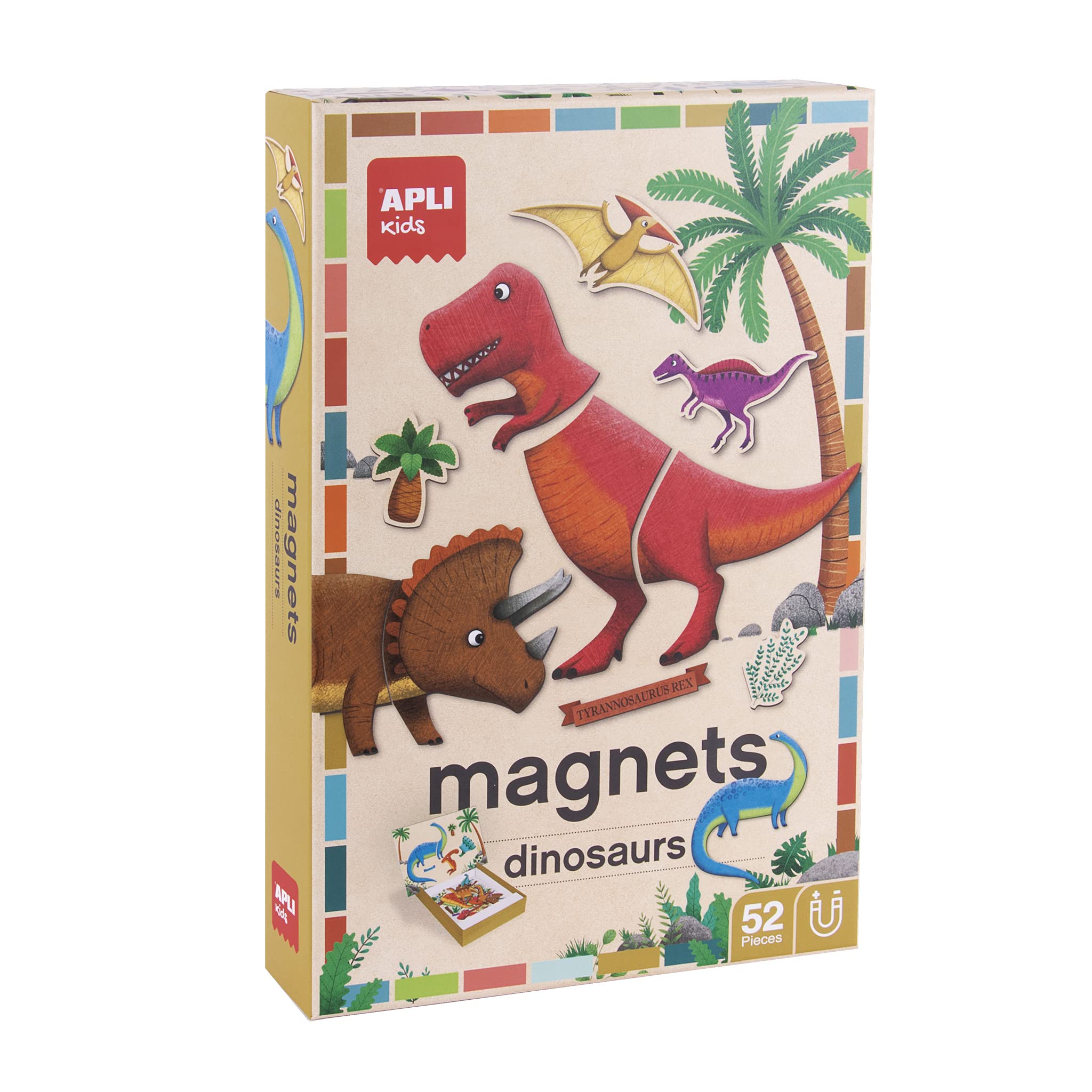 APLI Kids 52 Pieces Magnetic Game for Creative Play, Fun Dinos