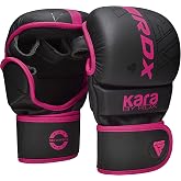 RDX MMA Gloves Sparring Grappling, Hybrid Open Palm Martial Arts Mitts Men Women, Maya Hide Leather Wrist Support, Cage Fighting Combat Sports Boxing Glove Training, Muay Thai, Punching Bag Kickboxing