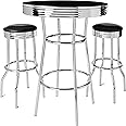 Crown Mark 3905Set Retro 3pc Bar Set w/ 2 stools Black and Chrome