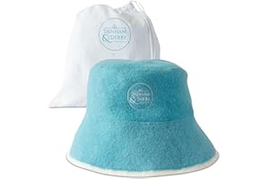 DENHAM & DERBY Stylish Sauna Hat for Women and Men - Wool Sauna Hat with Bag - Eco-Friendly Insulating Hats for Spa, Steam Room, Banya, Bathhouse, Comfortable, Breathable, handfinished, One Size Fits All Blue