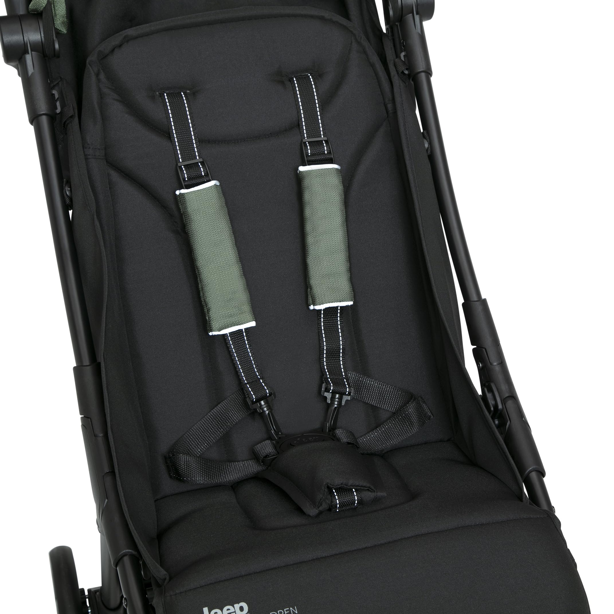 Jeep Altitude Compact Travel Stroller by Delta Children Greenguard Gold, Easy One Hand Fold, Lightweight, Extendable Canopy with Peek-a-Boo Window, Reclining Seat, 4 Wheel Suspension, Olive Green
