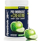 Reebok ReeEenergize Pre-Workout Powder | 3g Creatine Monohydrate, 200mg Natural Caffeine | Clean Energy for Strength, Focus & Pump | Informed Sport Certified | 25 Servings | Sour Green Apple