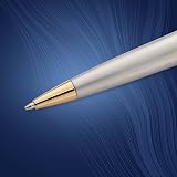 Waterman Expert Ballpoint Pen Stainless Steel 23k Gold Trim Medium Blue Ink view 4