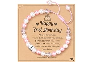 HGDEER 1-8 Year Old Birthday Gifts for Girl, Adjustable Pink White Pearl Bracelet for Daughter Niece Granddaughter Girls