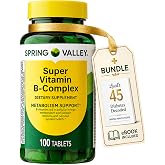 Spring Valley Super B Complex 100 Tablets Energy Support Bundle with Lual's 45 Diabetes Decoded