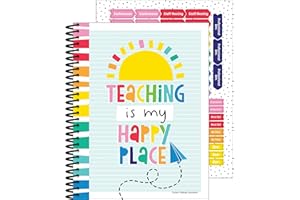 CARSON DELLOSA EDUCATION Carson Dellosa Happy Place Teacher Planner, Undated 8" x 11" Planner, Daily Planner, Weekly Planner & Monthly Planner With Planner Stickers, Boho Rainbow Classroom Decor School Supplies