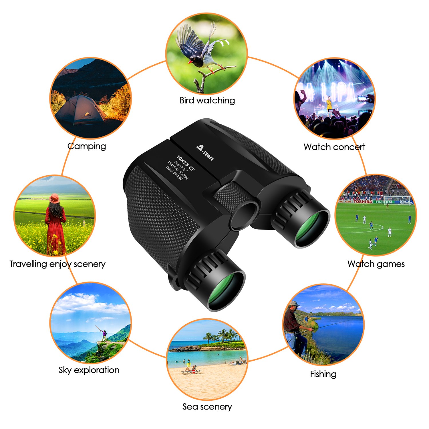 N-LIfe Compact Binoculars For Traveling Adults Kids Hunting Bird Watching Binoculars 10x25 Light Weight Waterproof Fogproof Sports Fun Opera Glasses Sightseeing for Safari Yellowstone, Alaska