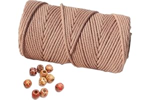 LOVING BASSO Macrame Cord 4mm 100m Cotton Rope 1 Pack Terra Cotta,Natural Cotton Rope for Colorful Macrame Hand Knitting, 4 Strands Twist Cotton Rope Macrame 4mm for Handmade Colored Wall Hanging Weaving Tapestry