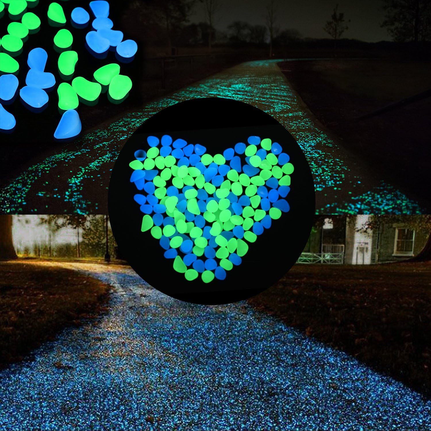 SUNNEST Glow in The Dark Garden Rocks, Decor Pebbles Stones for Indoor and Outdoor, DIY Decorative Luminous Stones for Yards Lawns Walkways Garden Driveway Plants and Aquarium : Garden & Outdoor