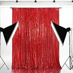 Eternal Beauty Red Sequin Backdrop, 8x8 Ft Glitter
