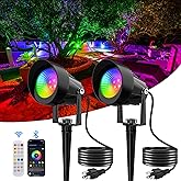 CREPOW Spot Lights Outdoor, Smart RGBW LED Color Changing Landscape Lights with APP and Remote Control, Music Mode, DIY Scenes, Timing, IP65 Waterproof Spotlights Plug in for Yard Garden, 2 Pack