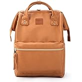 Kah&Kee Leather Laptop Backpack for Women, 14-15 Inch Professional Work Bag, Water-Resistant Vegan Leather Doctor Bag Backpack for Teacher, Nurse & Travel, Fits MacBook Air 15 (Camel Beige,Medium)