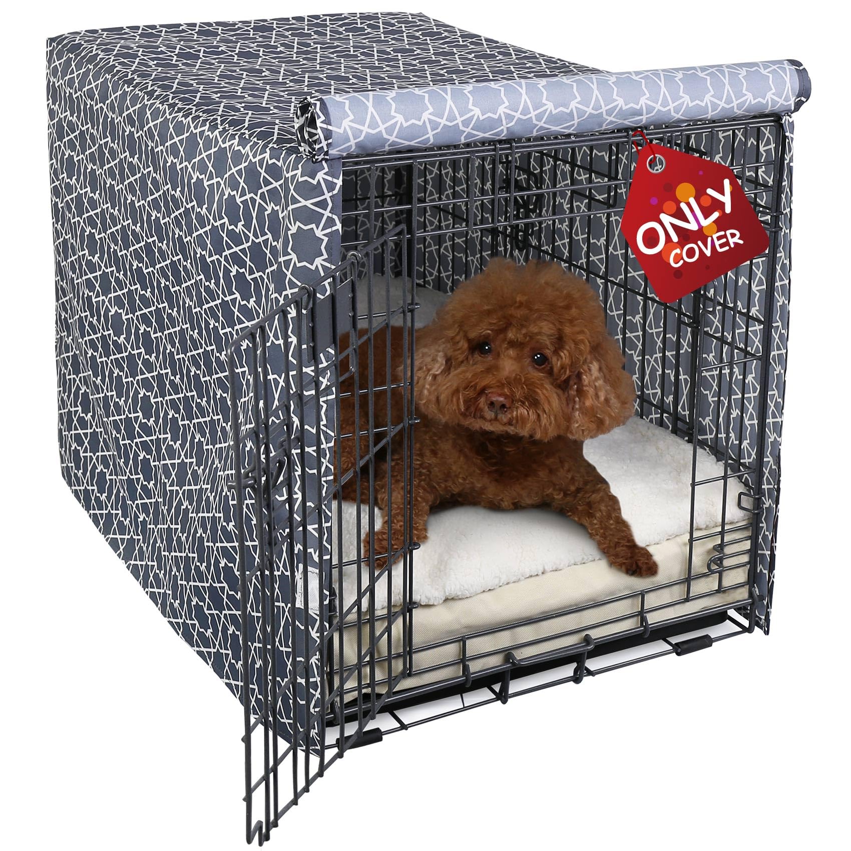 Explore Land Pattern Dog Crate Cover for 24 Inches Wire Cage, Heavy-Duty Polyester Indoor Pet Kennel Covers Universal Fit for 1 2 3 Doors Standard Metal Crate (Morocco)