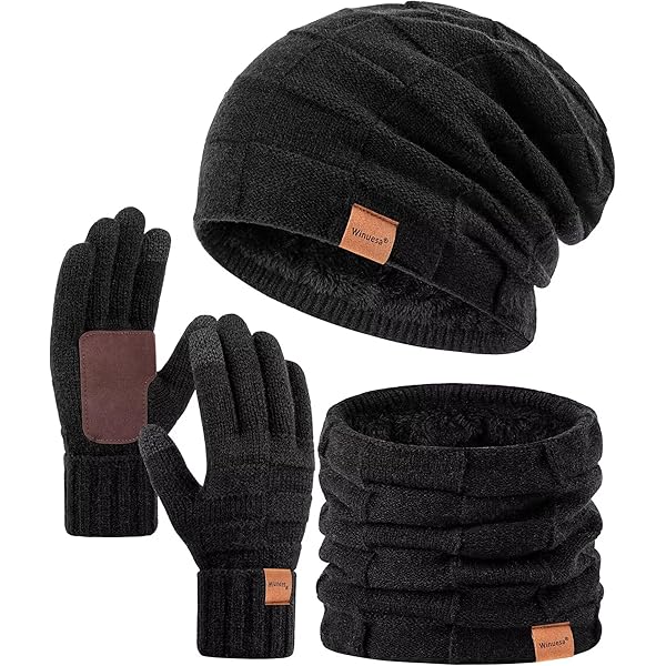 Winter Hat Scarf And Gloves Set For Women Knit Fleece Lined Warm Beanie Touch Screen Gloves Neck Warmer 3-Piece Sets For Unisex Adult 2025 Cold Weather Gifts - View #5