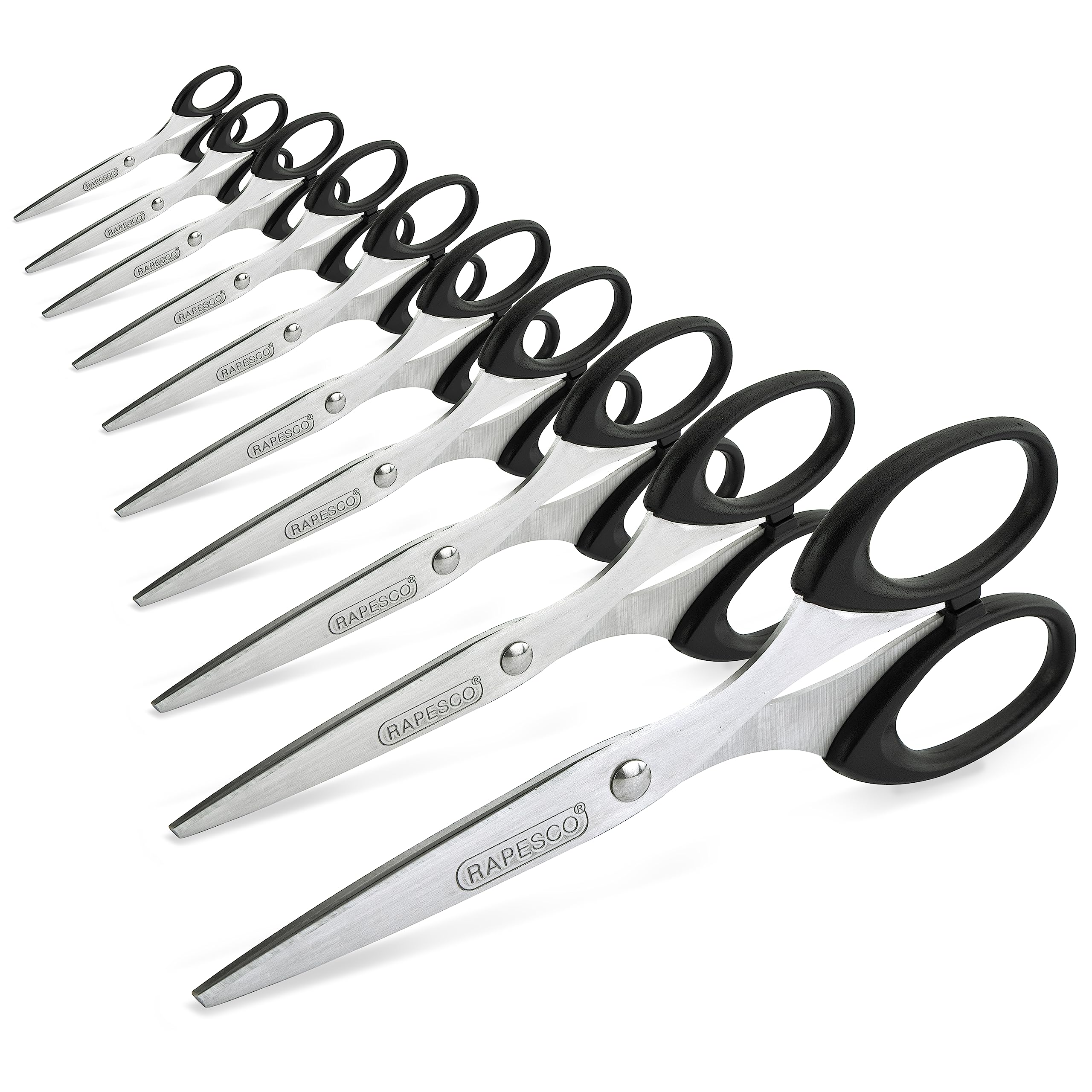 Rapesco 1579 Business Pack: 10 Essential 16cm Stainless-Steel Scissors, Black