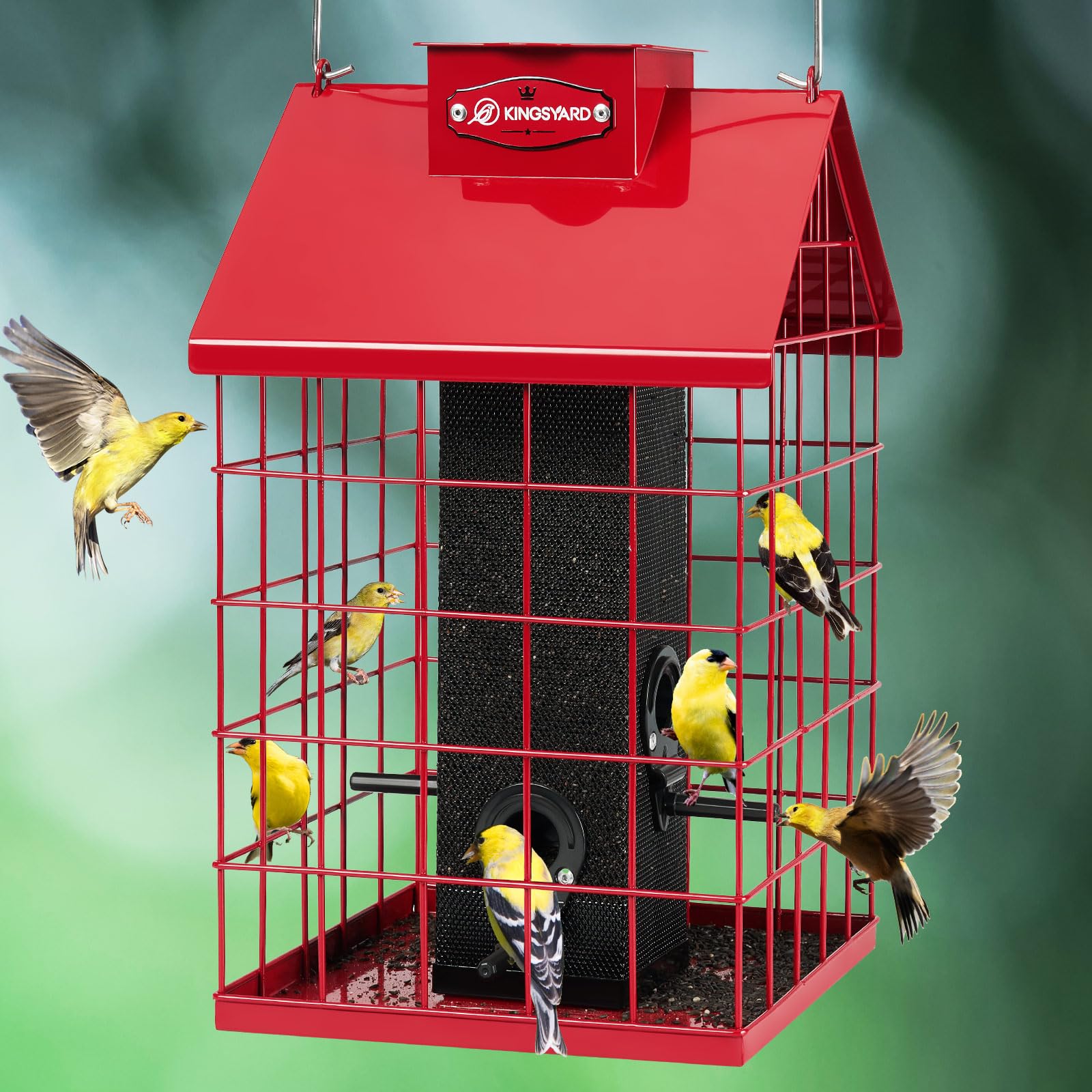 Photo 1 of ***vERY USED***

Kingsyard Squirrel Proof Caged Bird Feeder for Outdoor Hanging - Weatherproof Metal Mesh Tube Finch Bird Feeder with 4 Ports for Nyjer/Thistle Seed, Small Birds Goldfinches, Chickadees, Red