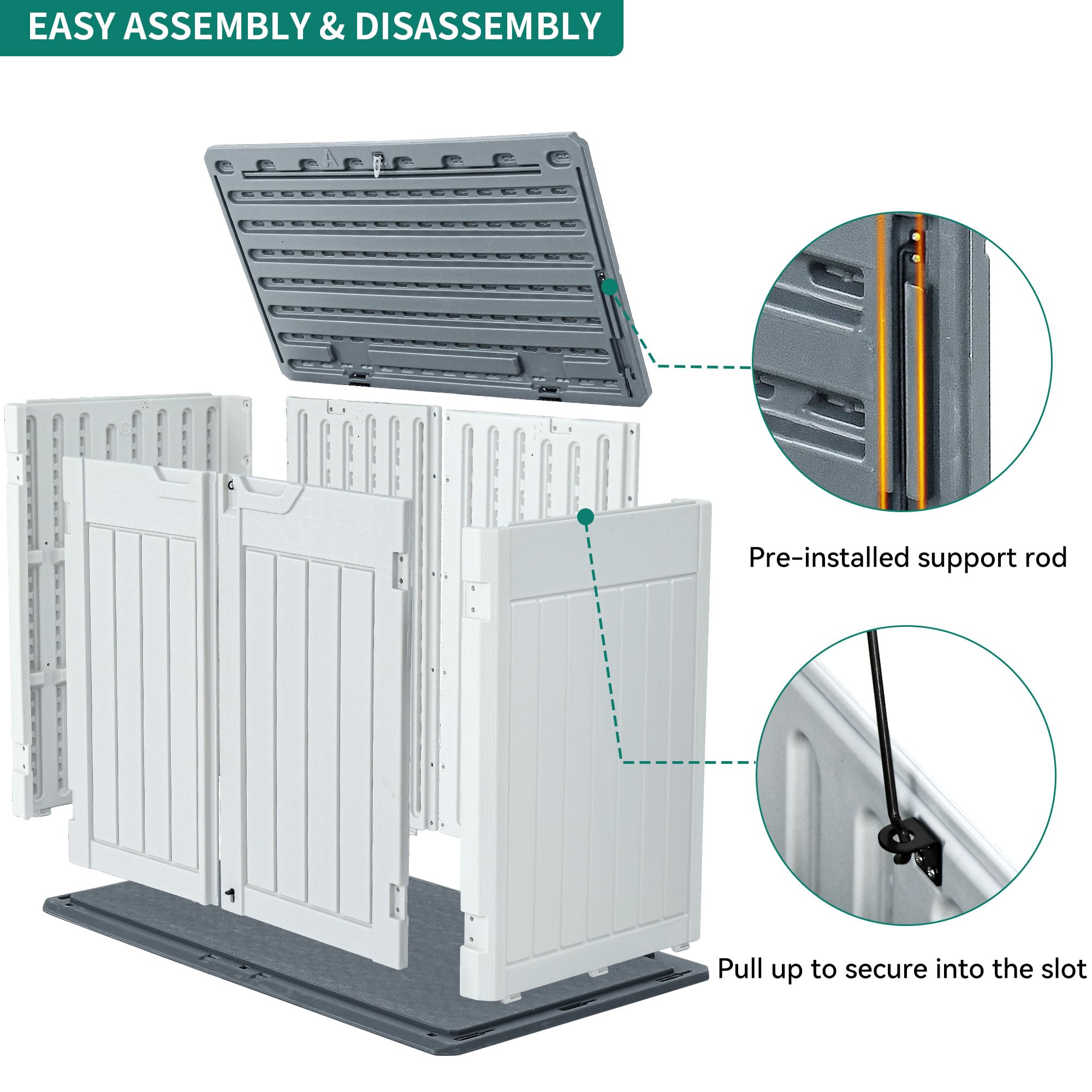 YITAHOME Extra Large Outdoor Horizontal Storage Shed, 4.5x4ft Resin