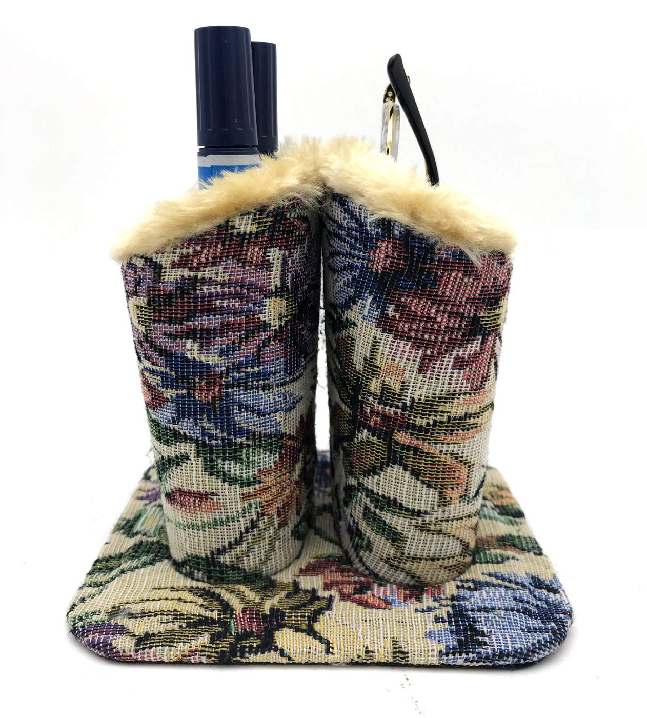 Wommty Eyeglasses Holder with PU Leather Velvet Plush, Protective Eyeglasses Holder Stand Case for Home Office and School (2 Holder (Fabric))