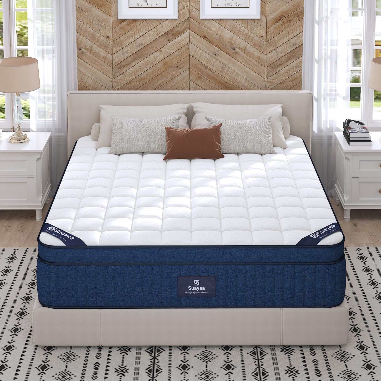 Photo 1 of SUAYEA King Size Mattress, 12 Inch Size King Mattress in a Box, Medium Pocket Spring and Gel Memory Foam for Superior Comfort, Pressure Relief, Strong Edge Support
