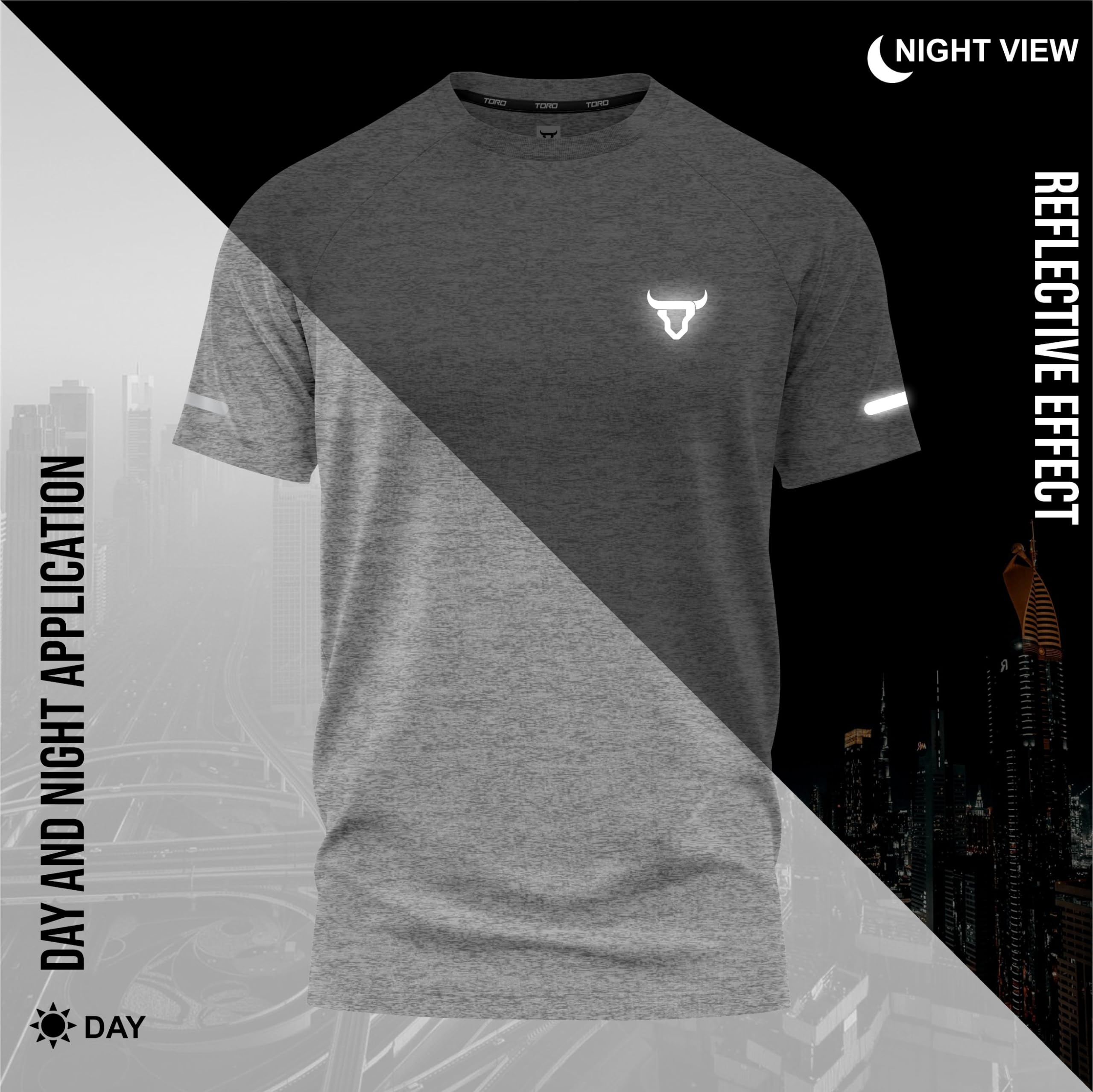 Mens Short Sleeve T-Shirts Workout Athletic Fit Moisture Wicking Fast Drying Reflective Logo Sports T-Shirts Tops