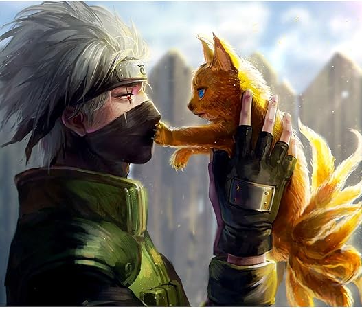 Fabulous Poster Affiche Kakashi Avec Naruto Petits Renard Manga Ninja Kawai36x42cmb