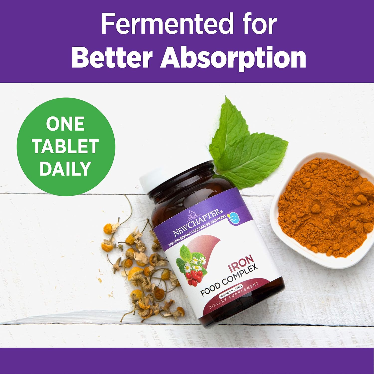 New Chapter Iron Supplement, Fermented Iron Complex (Formerly Iron Food Complex) with Organic Whole-Food Ingredients + Promotes Healthy Iron Levels + Non-Constipating - 60 ct (Packaging May Vary): Health & Personal Care