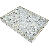 Omuriko Rectangle Plastic Serving Tray with Handles, Elegant Decorative Tray for Coffee Table, Ottoman, Living Room, Kitchen, and Outdoor Use. 12"*16"*1.6" F