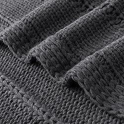 RECYCO Cable Knit Dark Grey Throw Blanket for