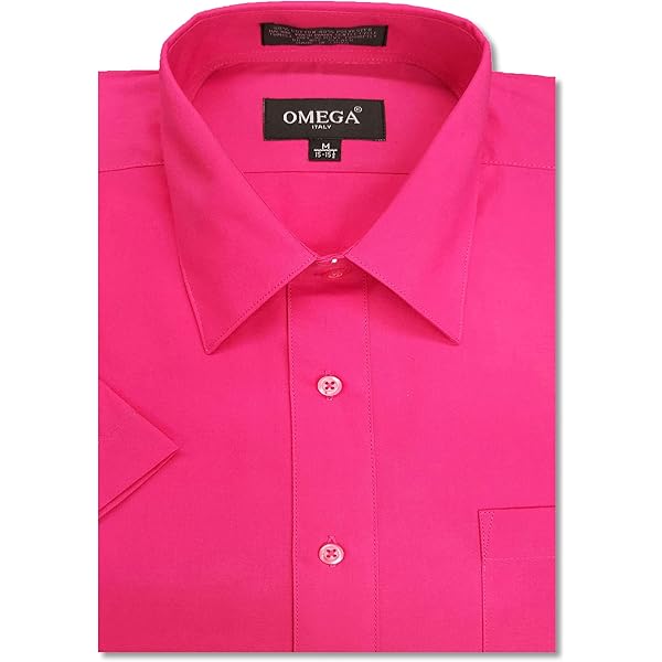 Amazon.com: Men's Solid Hot Pink Fuchsia Color Dress Shirt w