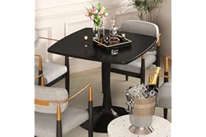 DKLGG Black Square Dining Table, 31.5" Tulip Table Pedestal Dining Table Kitchen Table with MDF Tabletop & Metal Legs, Tulip Design for 2-4 People Small Spaces Kitchen Living Room