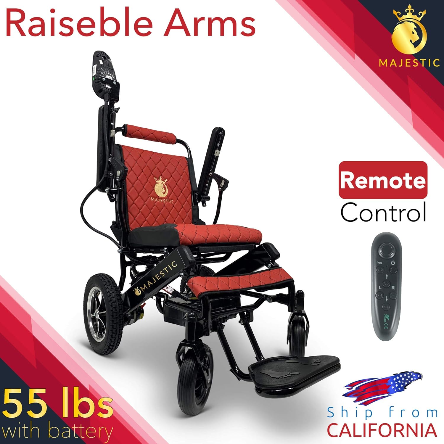 2021 New Lightweight Electric Wheelchair - Remote Control Electric Wheelchairs Lightweight Foldable Motorize Power Electrics Wheel Chair Mobility Aid (17.5" Seat Width): Health & Personal Care