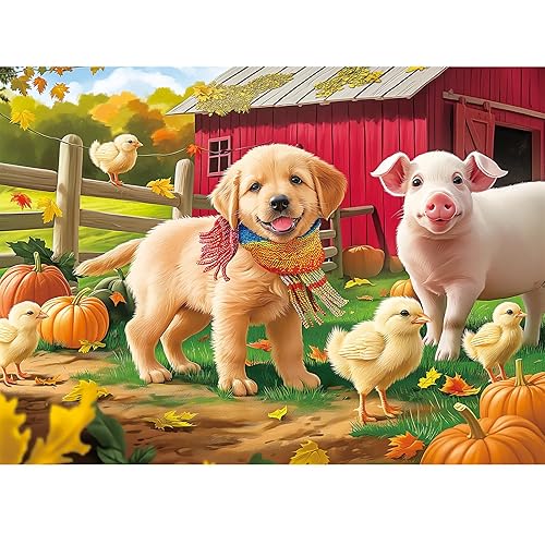 Puzzles for Adults 500 Pieces Jigsaw Puzzle Pig Dog Puzzles for Adults Teens Kids Colorful Animals Puzzle Challenging Puzzle Family Games Precision-Cut Vibrant Imagery, 20.5 x 15 in