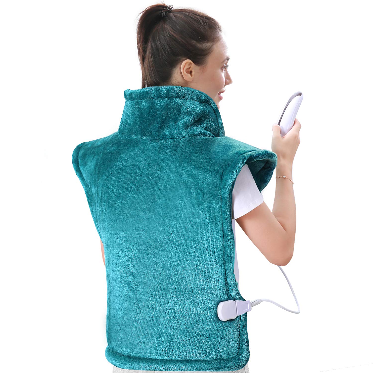MaxKare Large Heating Pad for Back and Shoulder Pain, 24"x33" Heat Wrap with Fast-Heating and 5 Heat Settings for Sport Sorness and Cramps Relief, Auto Shut Off Available-Lake Green