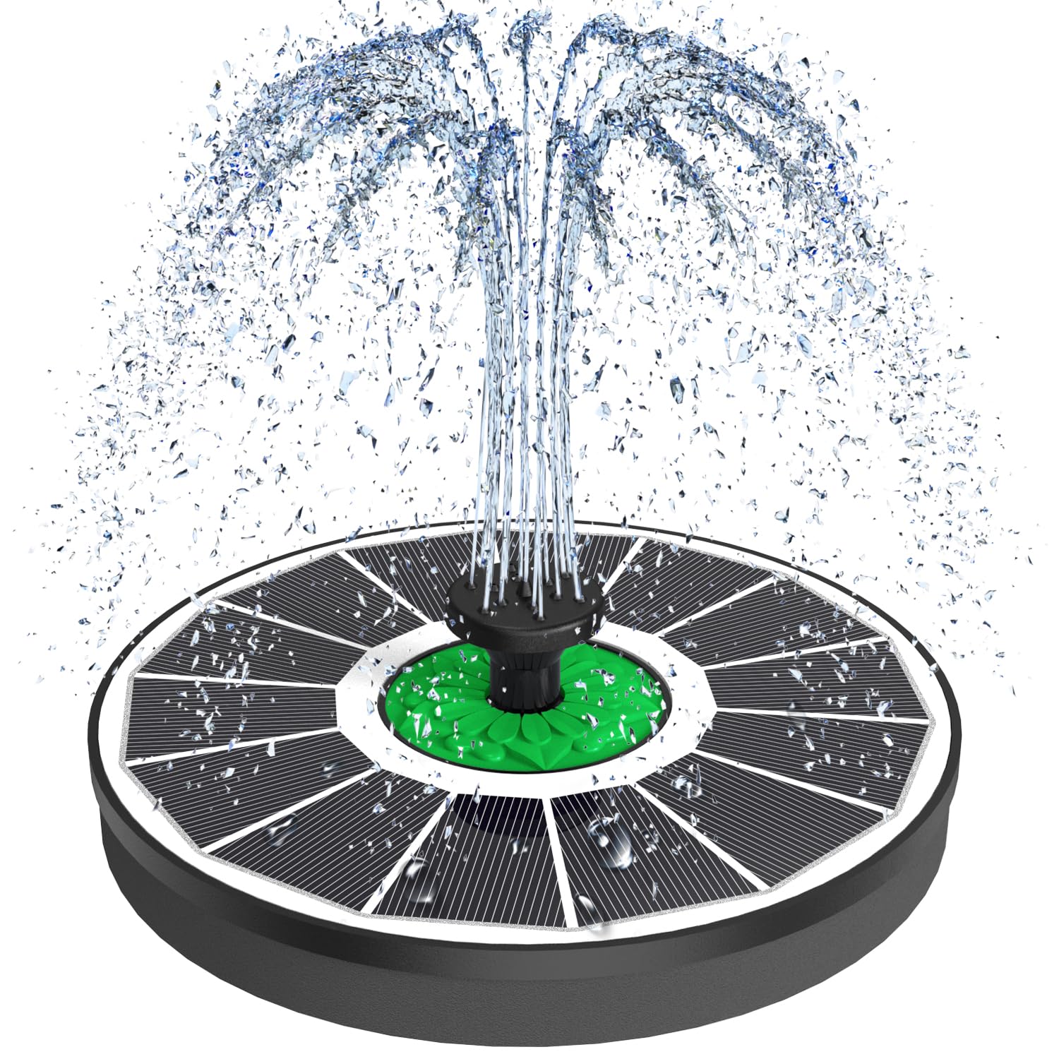 SZMP Solar Fountain Green Flower, Upgrade 3.5W Solar Bird Bath Fountains, Solar Powered Water Fountain with 7 Nozzles, 4 Fixed Pipes for Hummingbirds, Bird Bath, Garden, Pool, and Pond