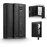 VULKIT Mens Wallet RFID Blocking Leather Compact Trifold with Zippered Coin Pocket, ID Window and Business Card Holder Black